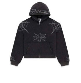Black graphic spider hoodie