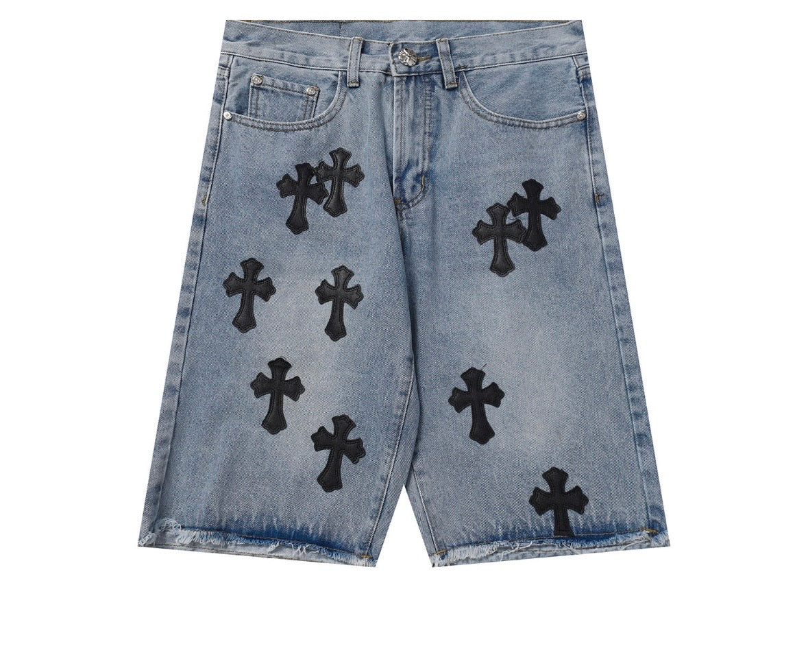 Denim shorts chrome hearts blue jean