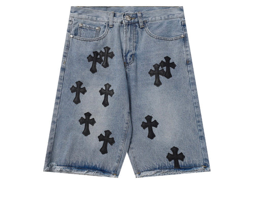 Denim shorts chrome hearts blue jean
