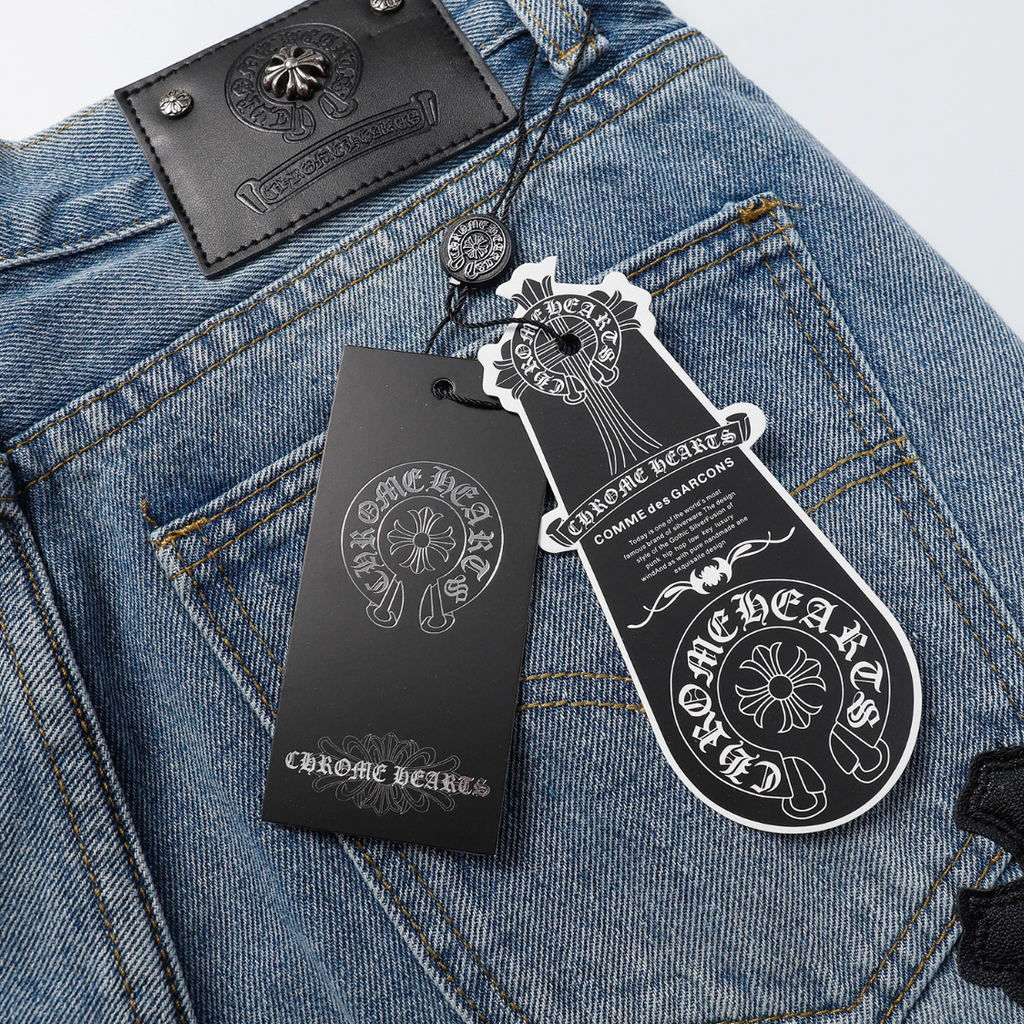 Denim/Black Chromeheart shorts
