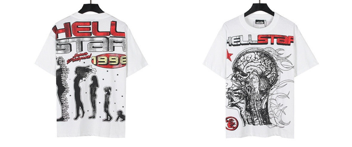 Hellstar white and red graphic tee